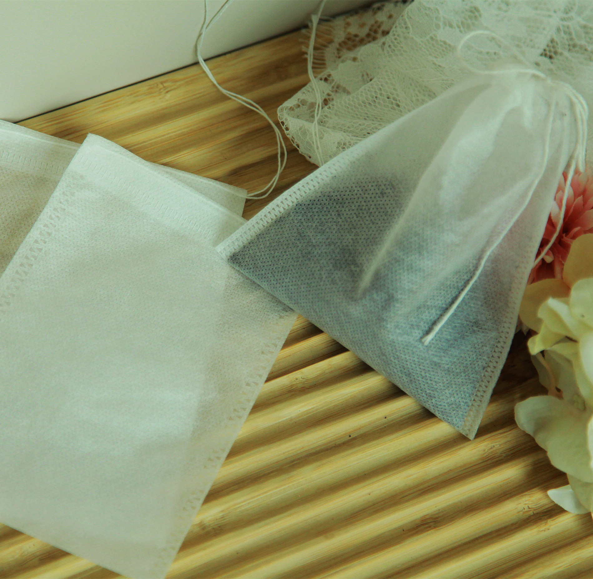 Food Grade Non Woven Drawstring Tea Bag For Herbal Tea